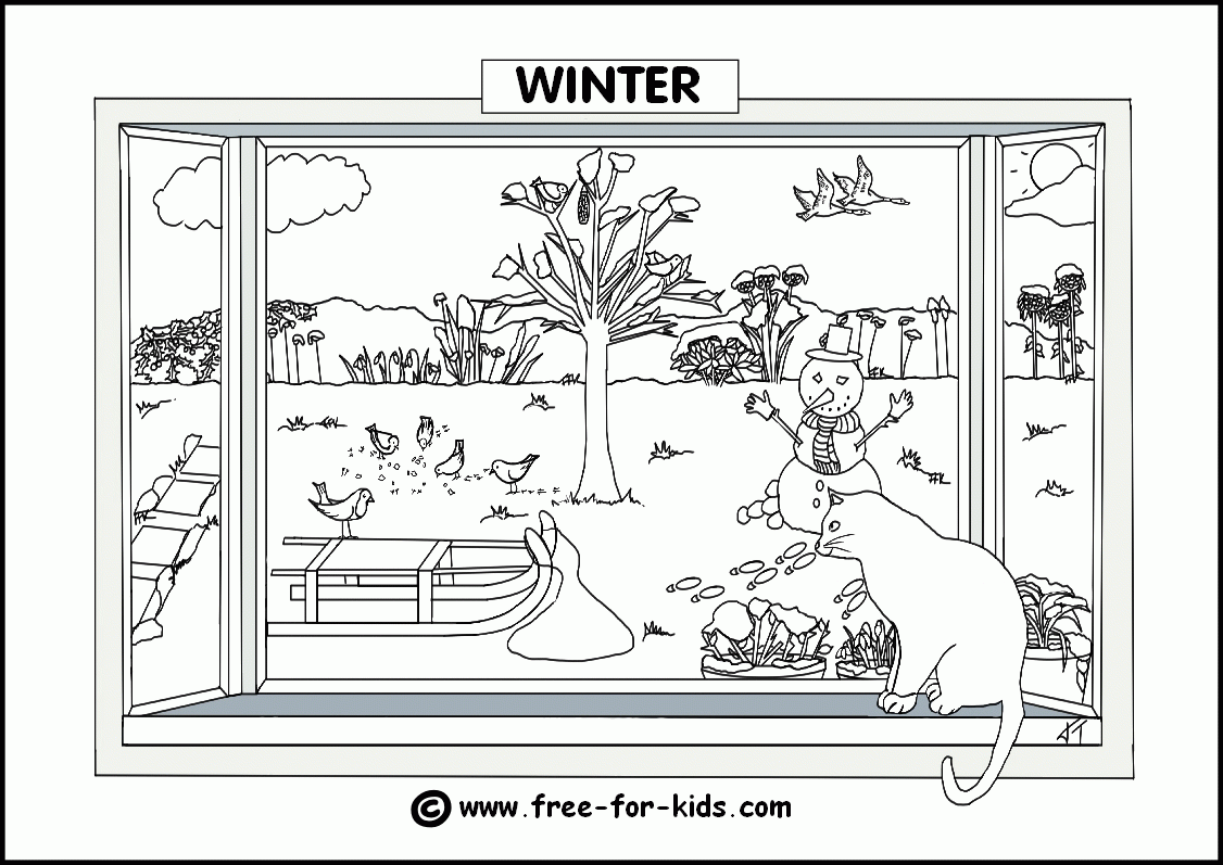 Printable Winter Scene Coloring Pages - Coloring