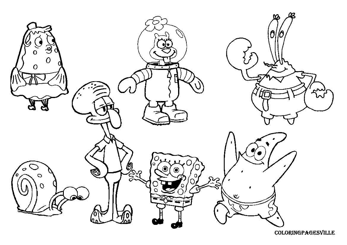 Coloring Pages Of Spongebob Characters - Coloring