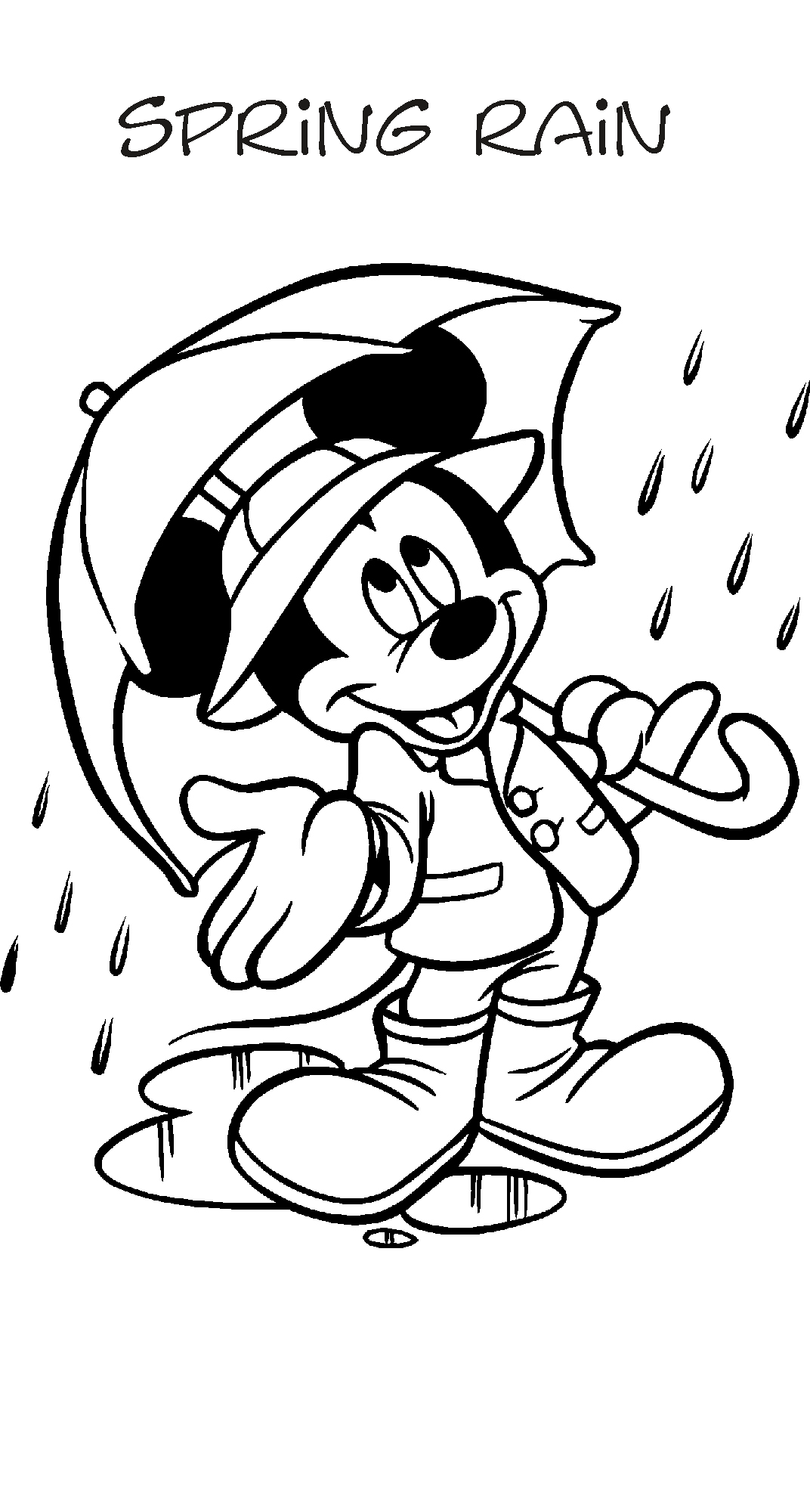 Mickey Mouse In Spring Rain Coloring Pages For Free - VoteForVerde.com