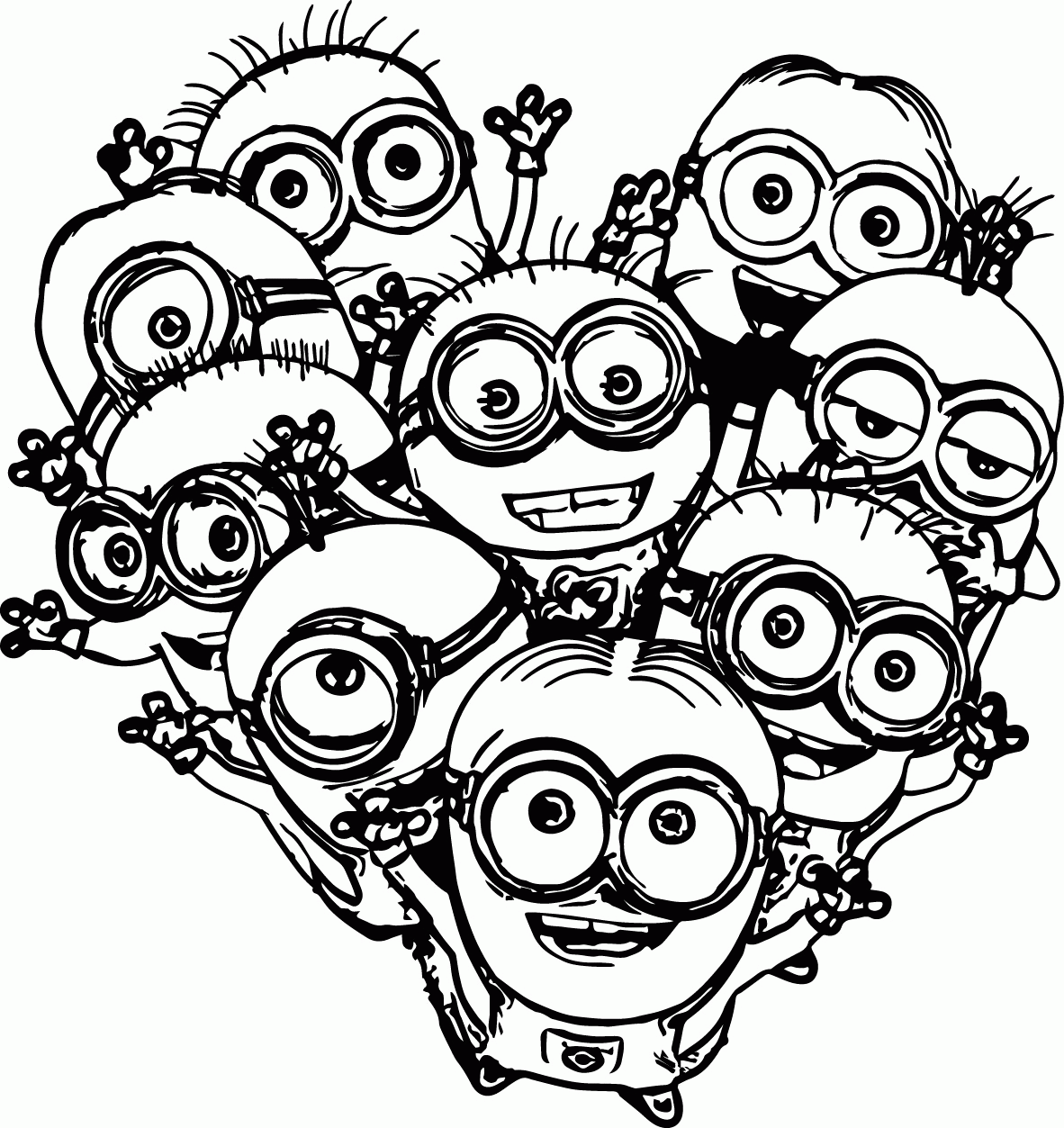 Multiple Minions Coloring Pages | 