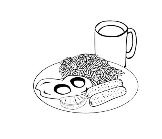 Fast Food Fried Noodles Coloring Page For Kids | Coloring pages ...
