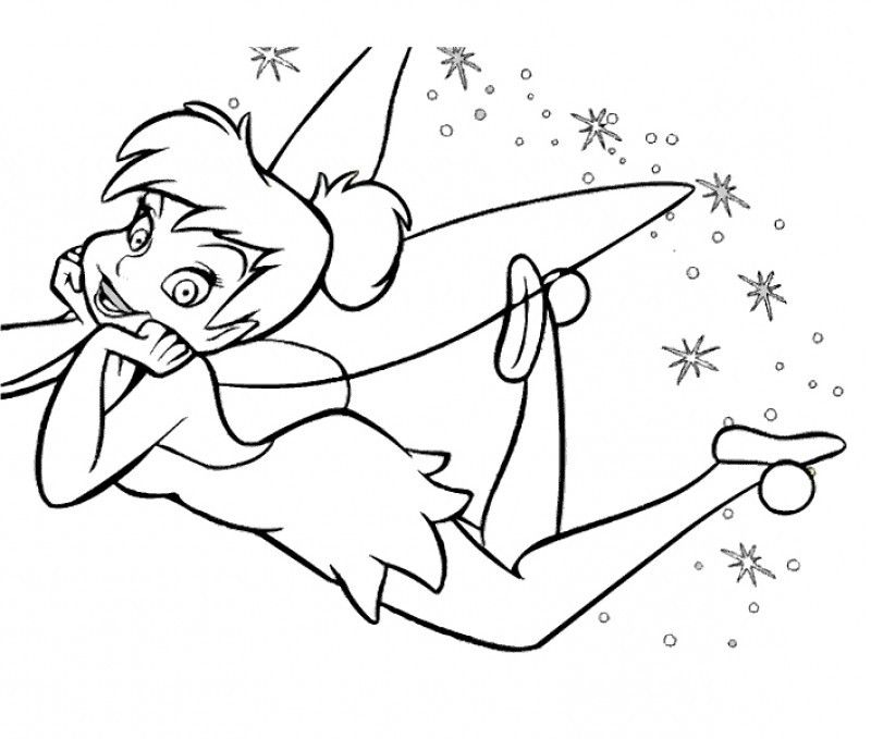 Tinker Bell Holding His Face Coloring Page - Kids Colouring Pages