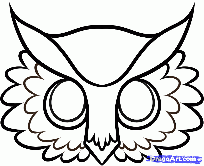How to Draw an Owl Face, Step by Step, Birds, Animals, FREE Online