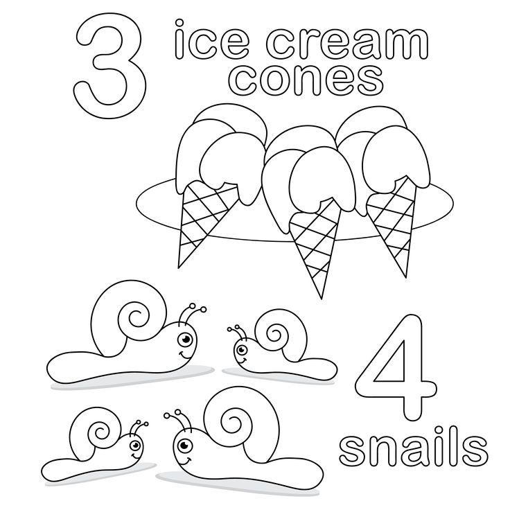 Number Color Pages | Ice Cream, Candy and Cookies