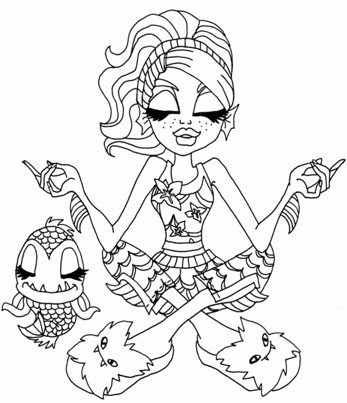 Lagoona Blue Posing Coloring For Kids - Monster High Coloring