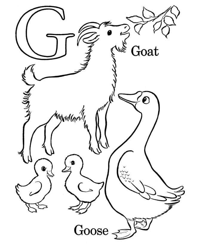 Letter G coloring pages for kids – Animals | coloring pages