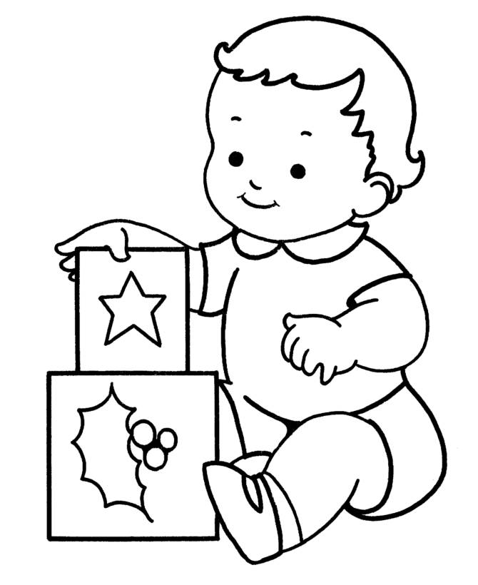 Learning Years: Christmas Coloring Pages - Baby with presents