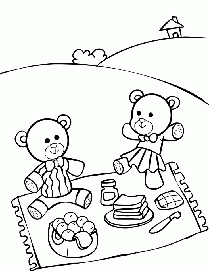 Teddy Bear Picnic Coloring Pages | Party Ideas