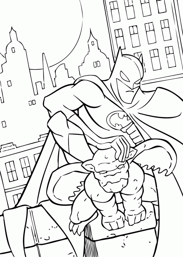 BATMAN coloring pages - Batmobil in Gotham city