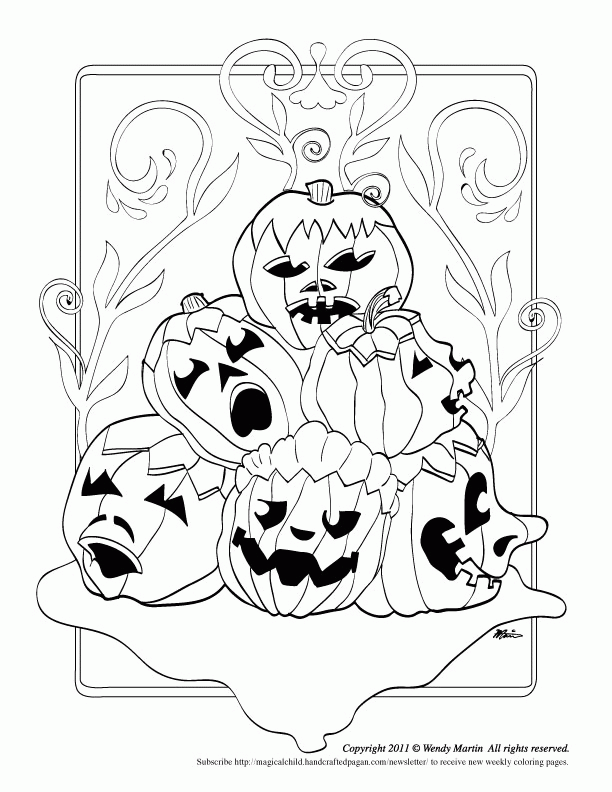 A Pile of Pumpkins to Color -