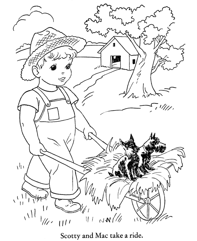 Fall Coloring Pages - Kids Hay ride Coloring Page Sheets of the