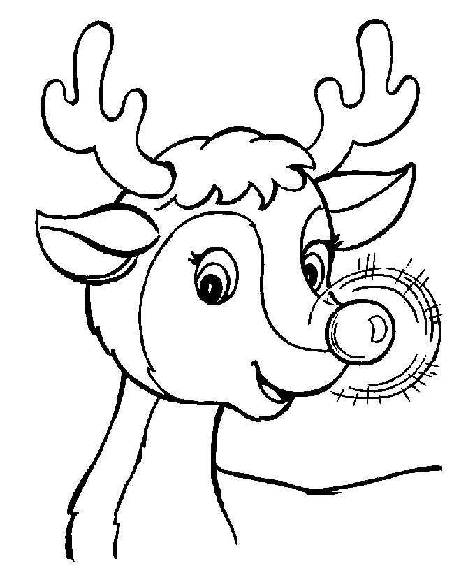 Rudolph The Santa Reindeer Christmas Coloring Page: Rudolph