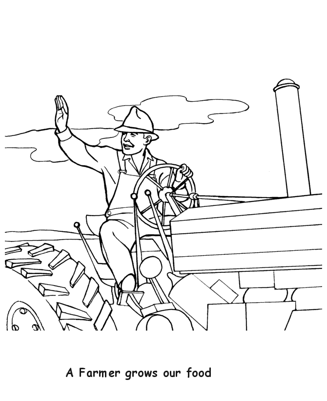 BlueBonkers - Labor Day Coloring Page Sheets - Farmer is a worker