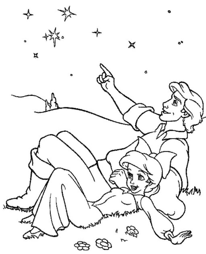 Download Ariel And Eric Under The Stars Disney Princess Coloring