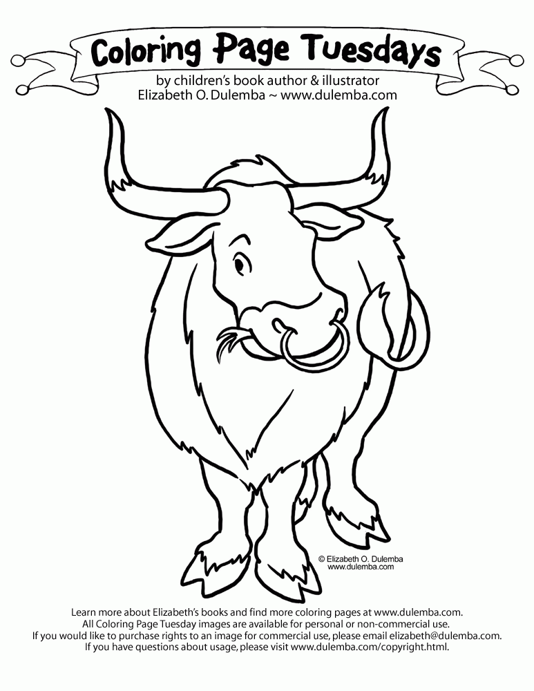 dulemba: Coloring Page Tuesday - Bull