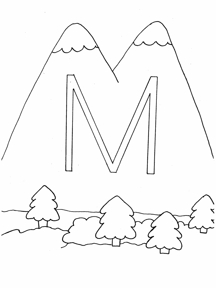Alphabet Letter M Coloring Page for kids | Coloring Pages