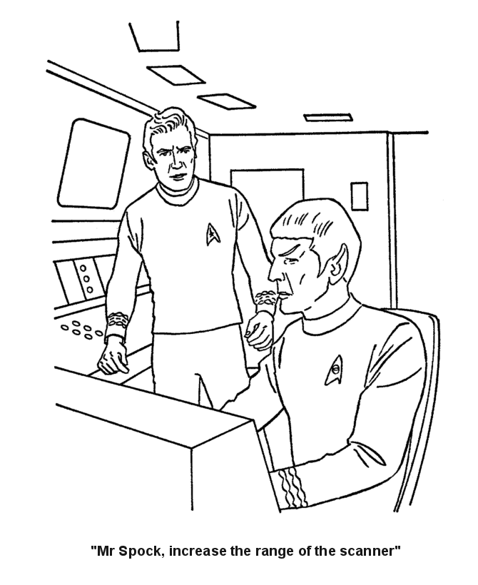 Star Trek Coloring Pages - Captain Kirk and Mr Spock on the bridge