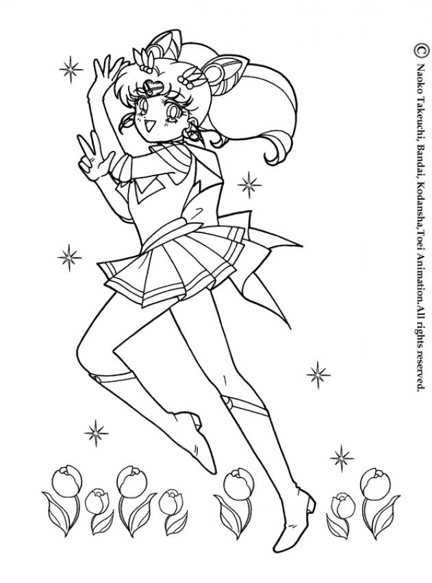 SAILOR MOON coloring pages - Sailor Moon in the middle of flowers