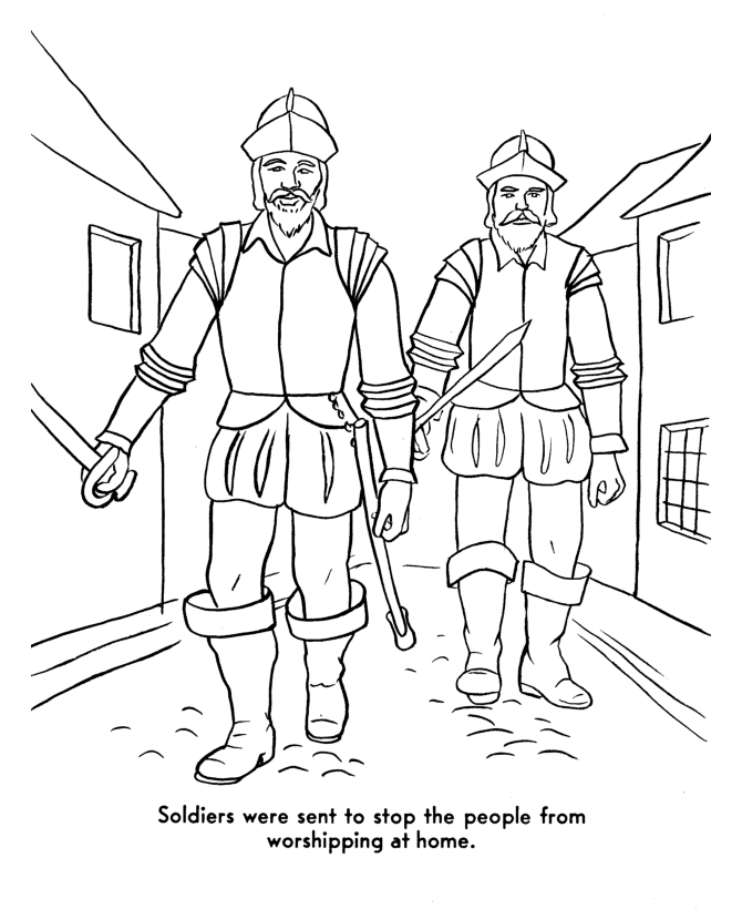 Bible Printables: The Pilgrims Story Coloring pages - Thanksgiving
