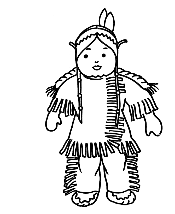 Bluebonkers : Native American Girl - Simple Objects to Color