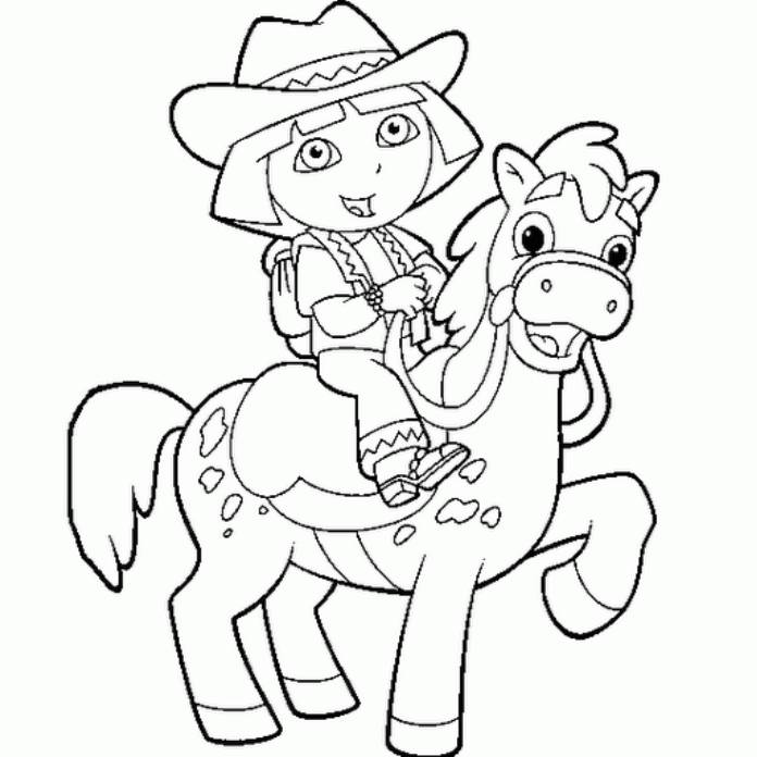 Print Dora The Explorer Horse Coloring Page or Download Dora The