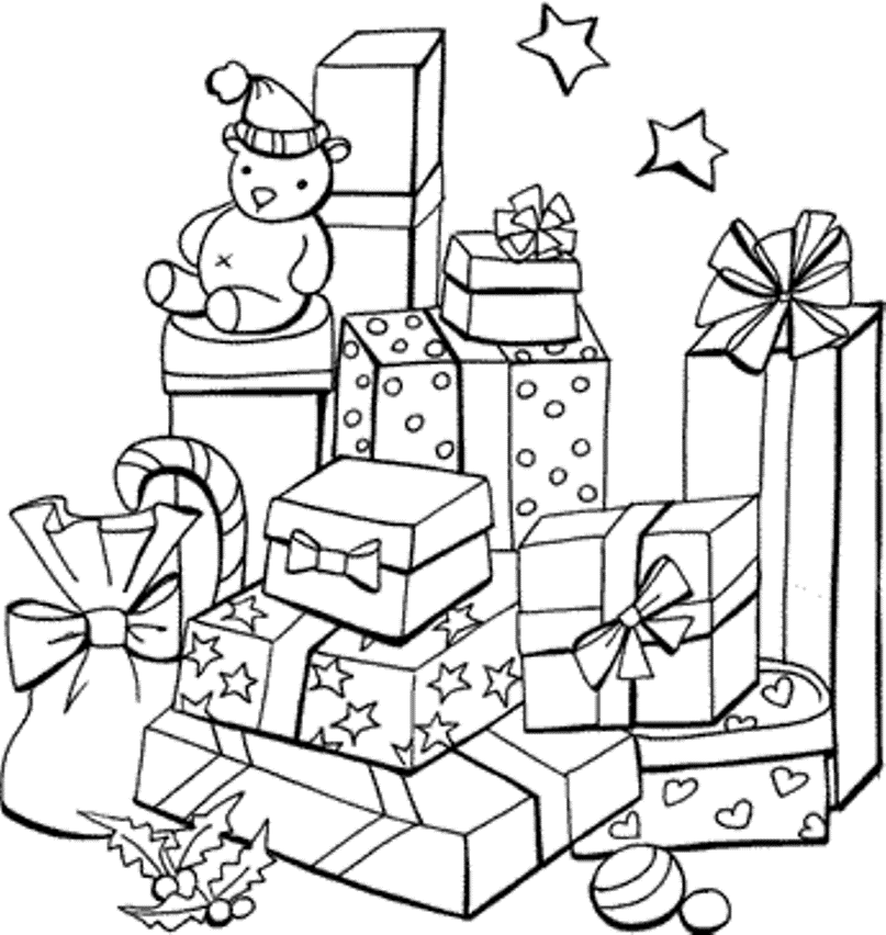 Download Bunch Of Presents Christmas Coloring Pages For Kids Or