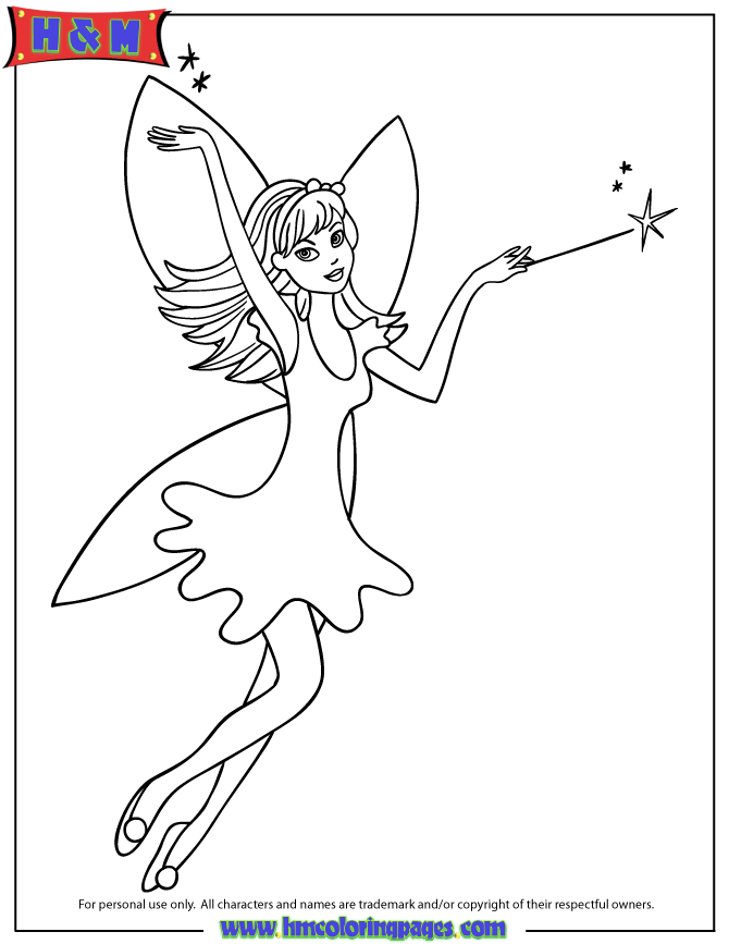 Fairy Princess With Magic Wand Coloring Page | Free Printable