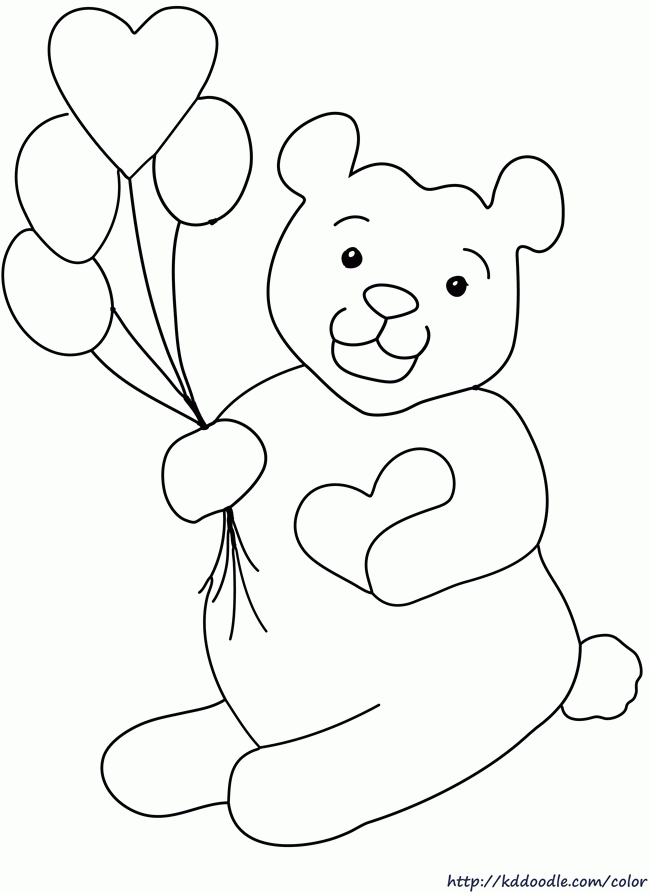 teddy bear and heart Colouring Pages (page 2)