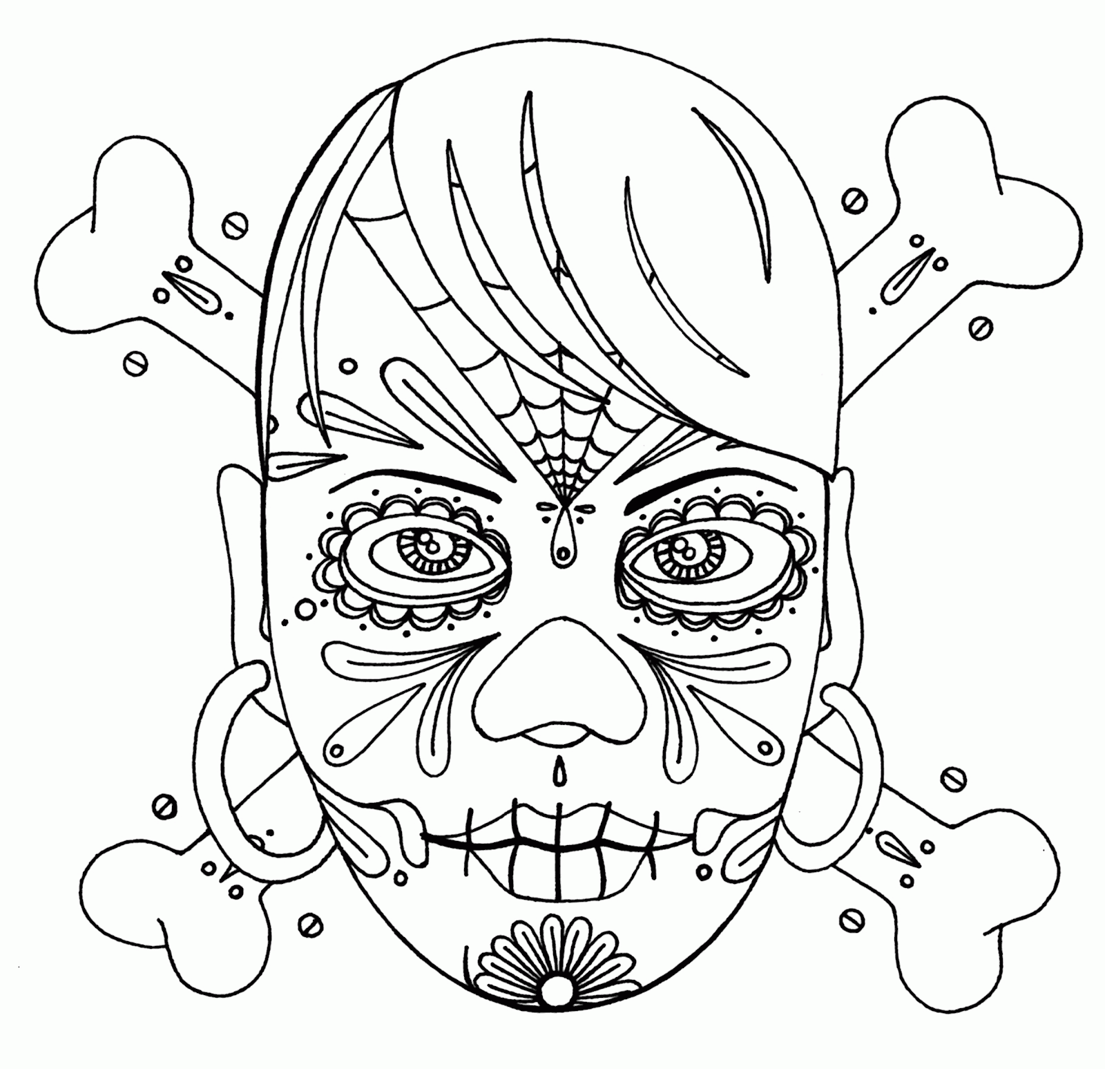 Coloring Pages Of Roses And Skulls - Coloring