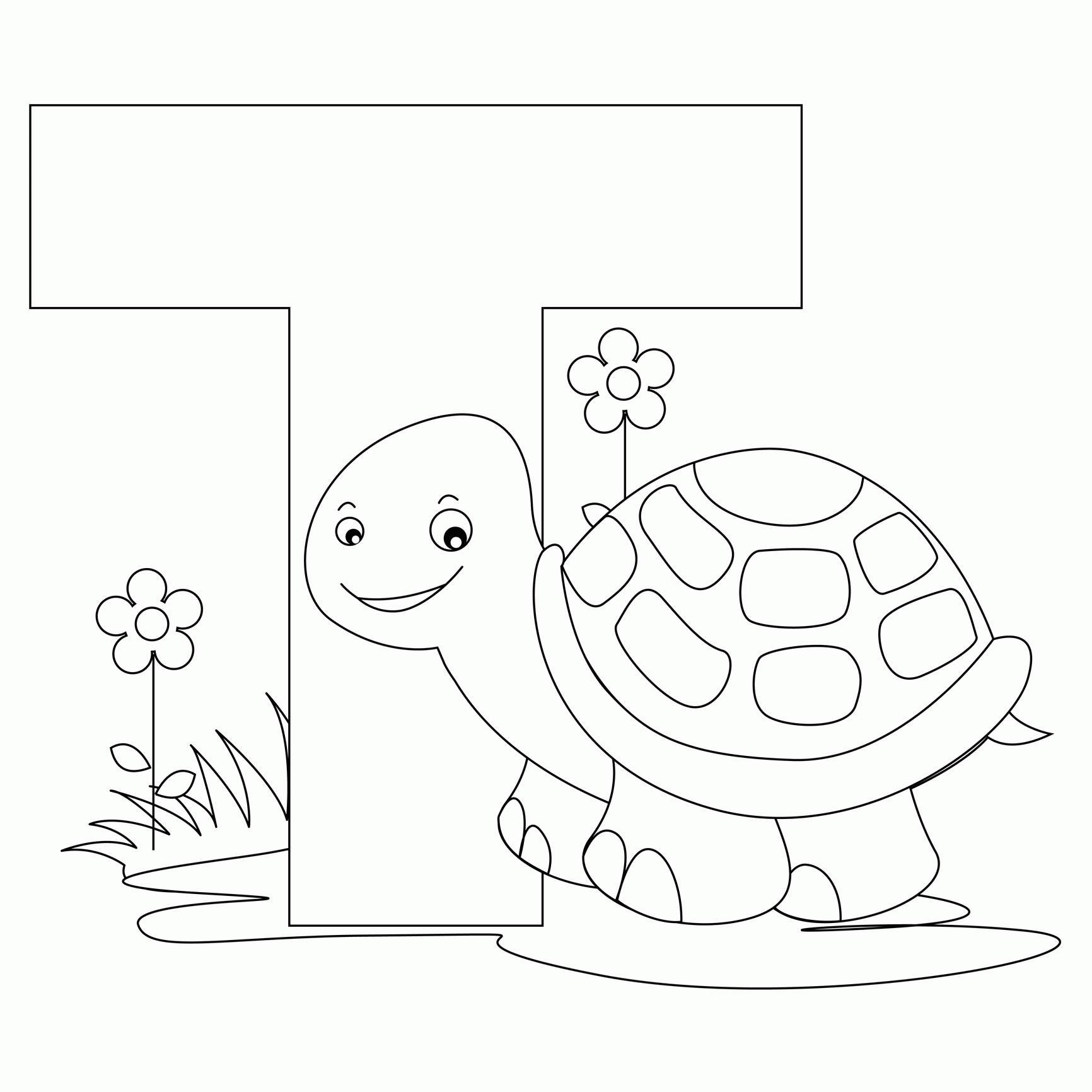 Letter T Coloring Page - Coloring Pages for Kids and for Adults