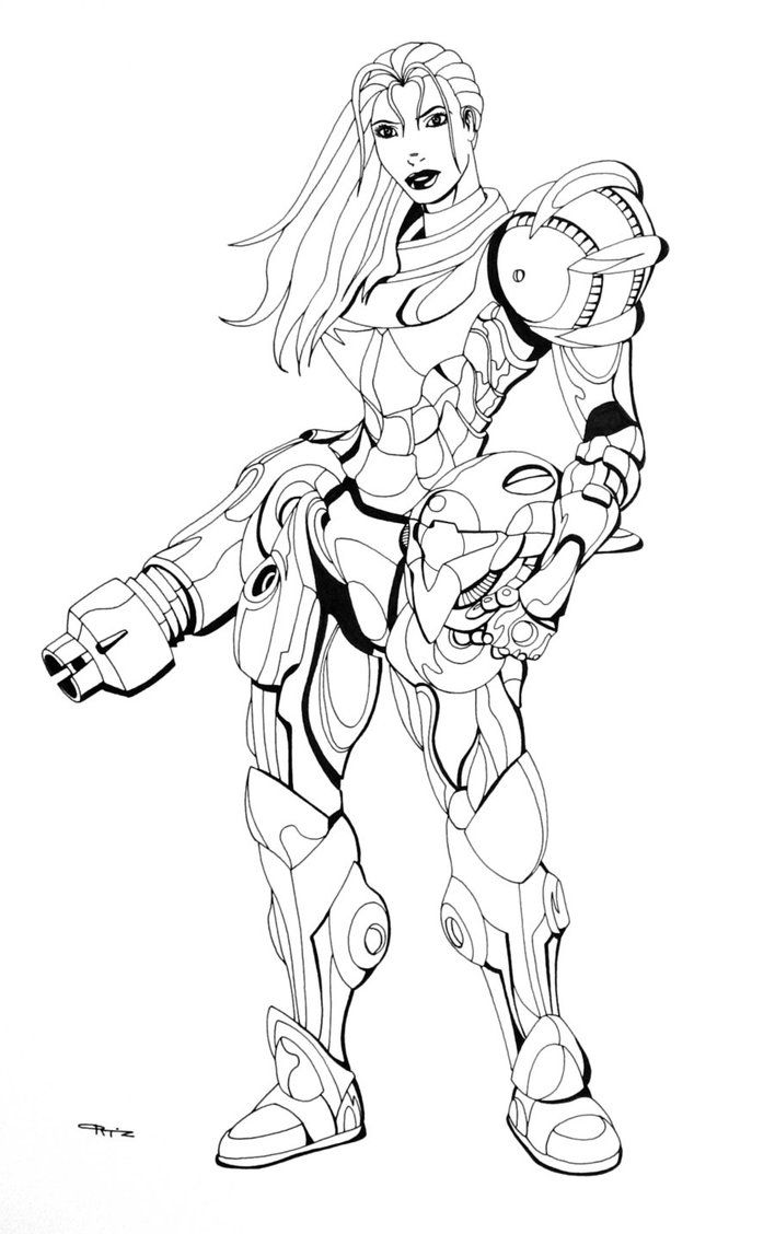 Metroid Samus Coloring Pages Sketch Coloring Page