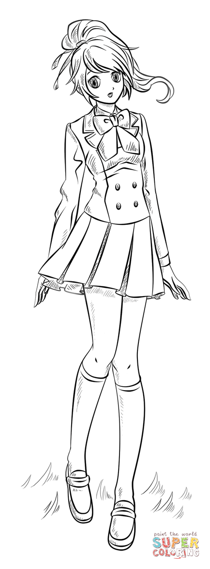 Anime Girl coloring page | Free Printable Coloring Pages