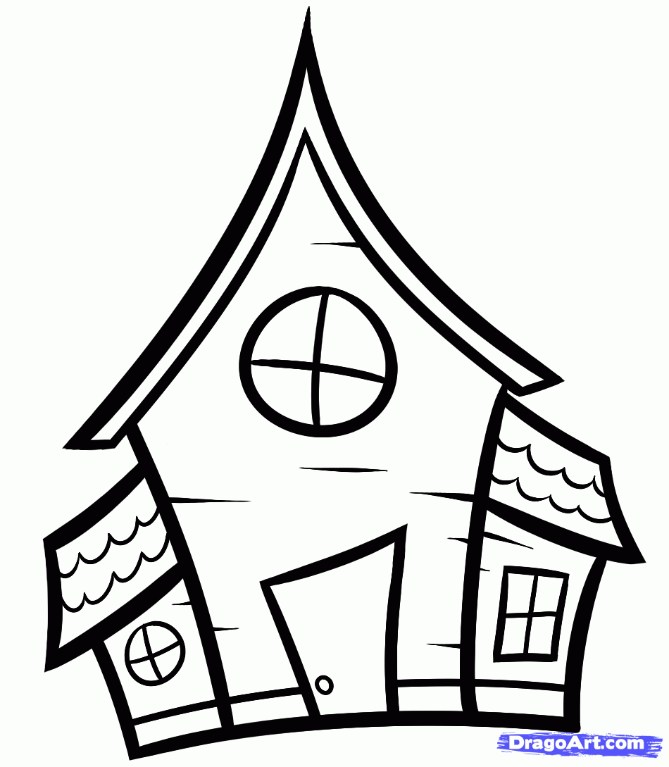 How to Draw a Haunted House For Kids, Step by Step, Halloween ...