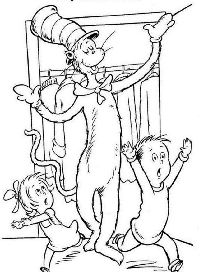 Dr Seuss The Cat In The Big Hat Coloring Page Coloringplus 3393