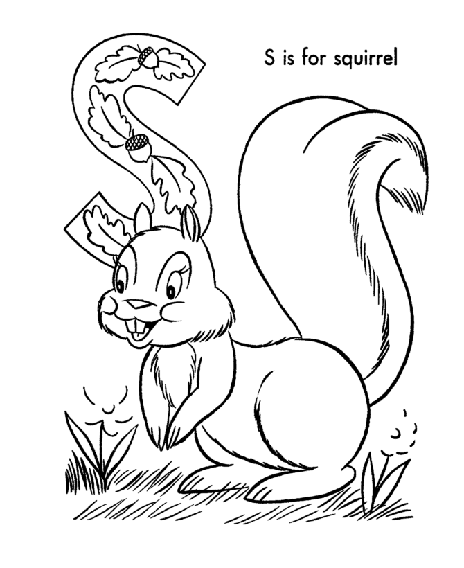 abc alphabet coloring sheets squirrel animals page