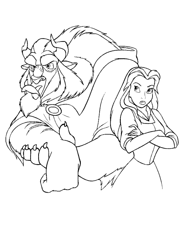 Belle in Beautiful Dress Beauty and The Beast Coloring Page