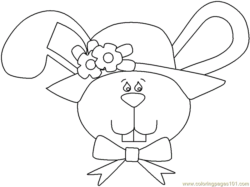 Coloring Pages Easter bunny face (Animals > Easter Bunnies) - free
