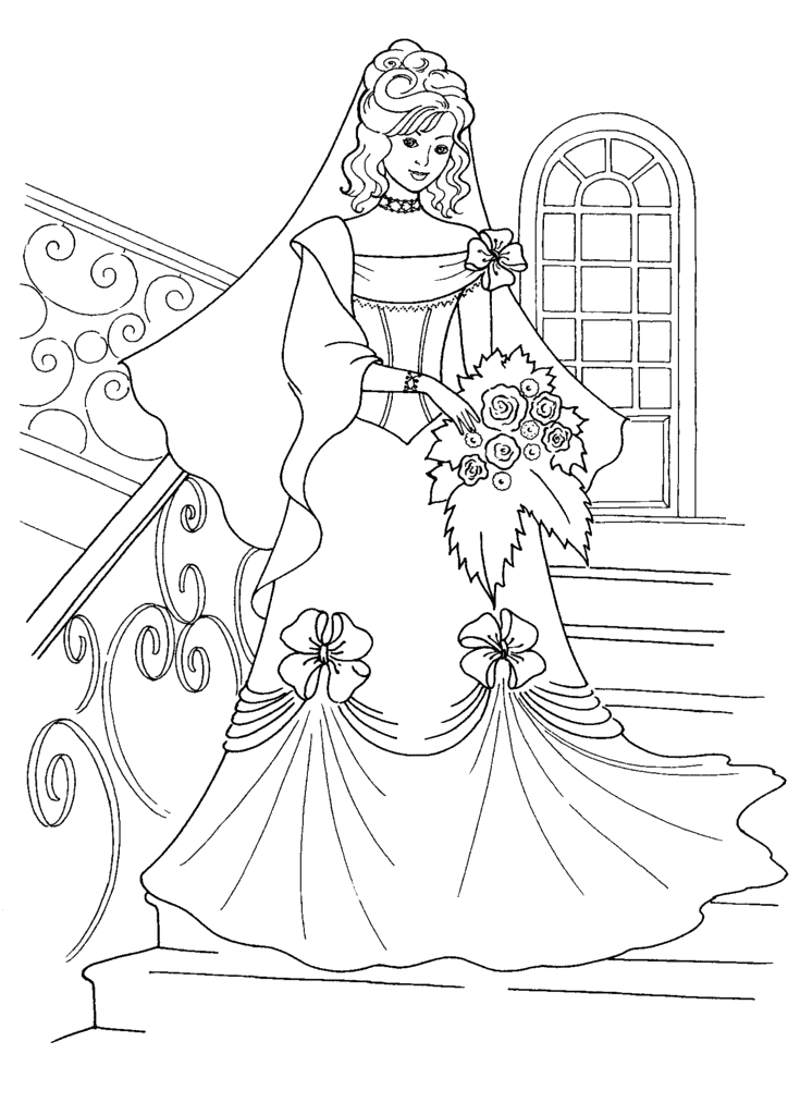 princess-and-her-wedding-dress-coloring-page gif by Neliva
