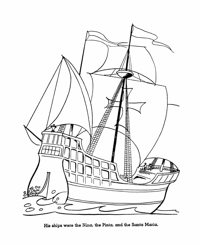 USA-Printables: Columbus Day Coloring Pages 3 - US Holidays