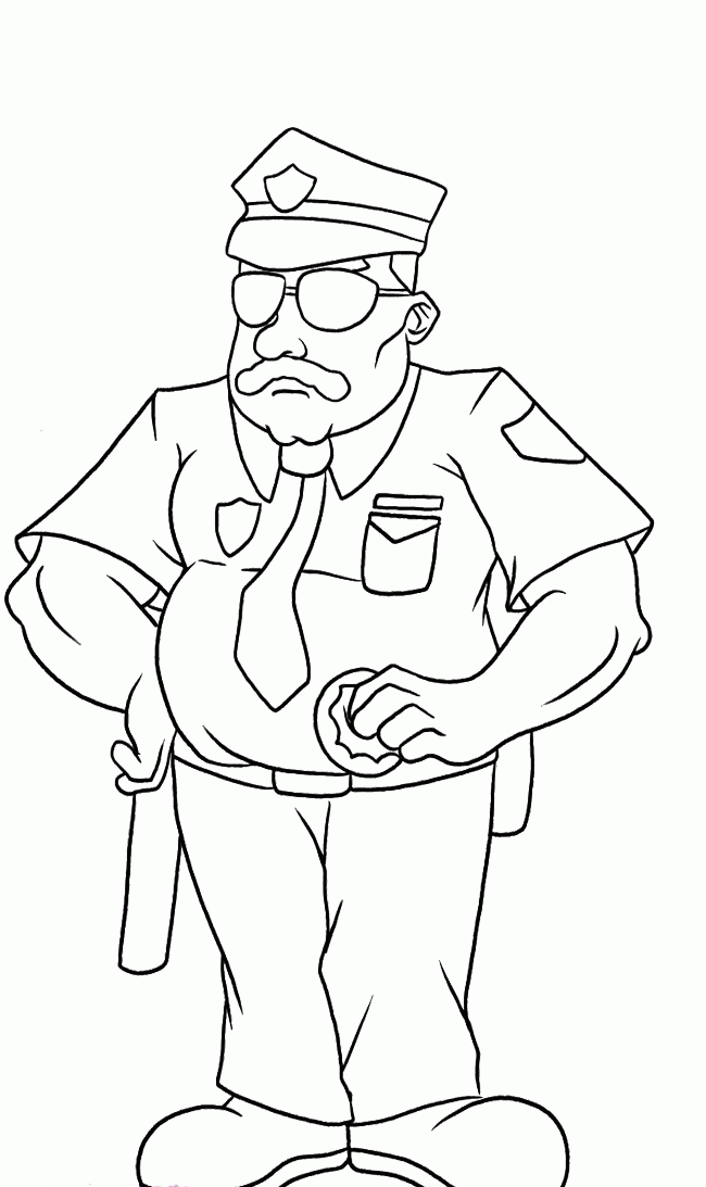 Police Coloring Pages : Pictures Policeman Wearing Glasses