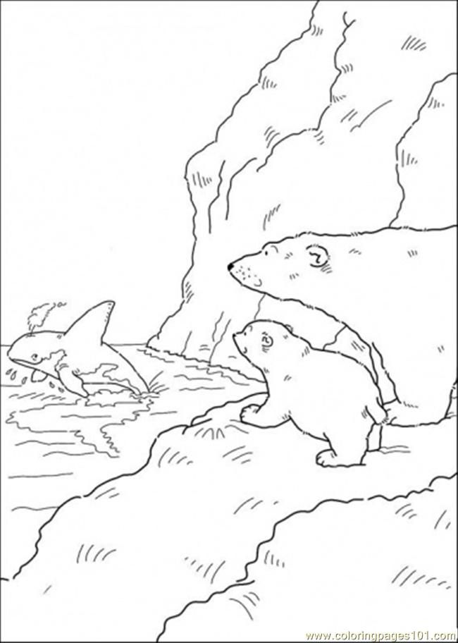 printable coloring page bear says thank you to the whale mammals