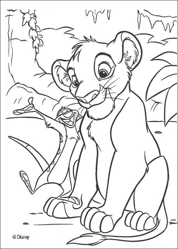 The Lion King coloring pages - Timon singing to Simba