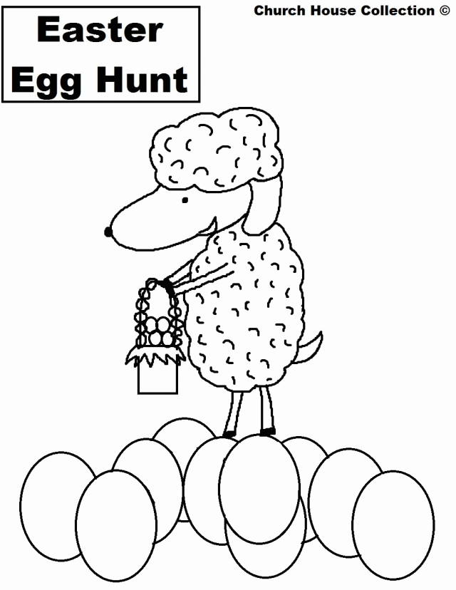Cute Easter Egg Hunt With Sheep Coloring Page Hd | ViolasGallery.