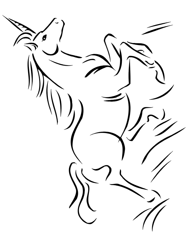 Unicorn Coloring Page | Unicorn Running In The Grass