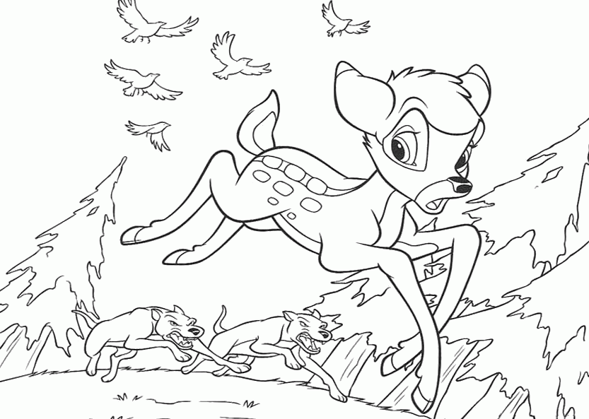 Bambi : Photos Bambi In The Tree And Thumper Coloring Pages