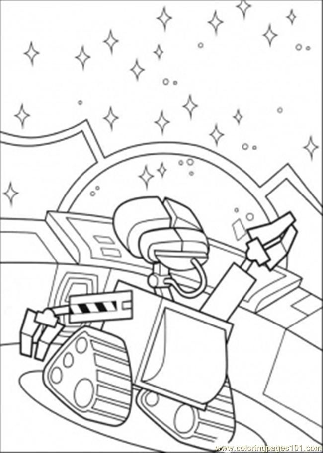 Coloring Pages Wall E In The Space (Cartoons > Wall-E) - free