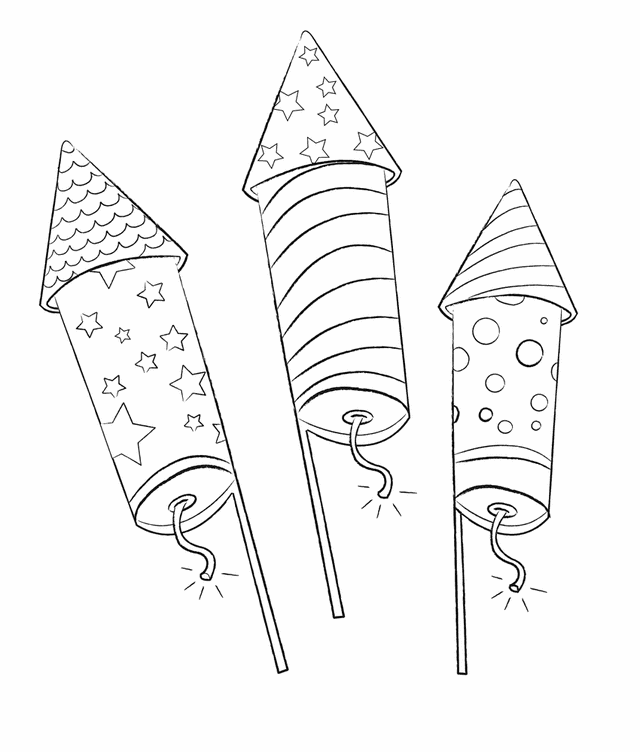 Fireworks Free Printable Coloring Page