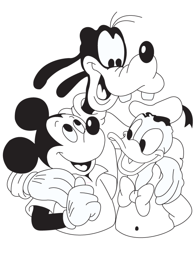Mickey Mouse Hugging Pluto Dog Coloring Page | Free Printable