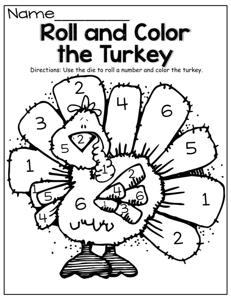 Roll a die and color the turkey! | Classroom-Math
