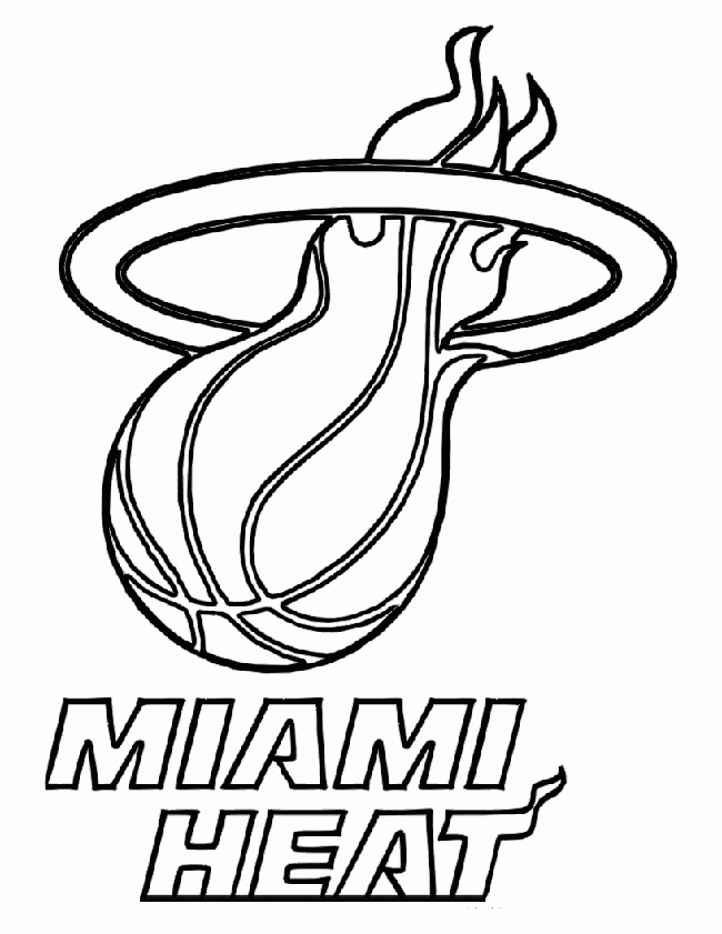 Miami Heat Baskeball Coloring Page: Miami Heat Baskeball Coloring